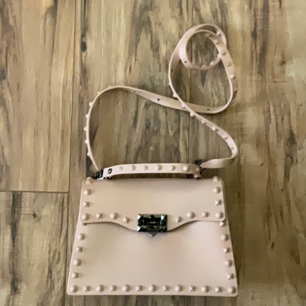 Pale Pink Rubber Bag with studs